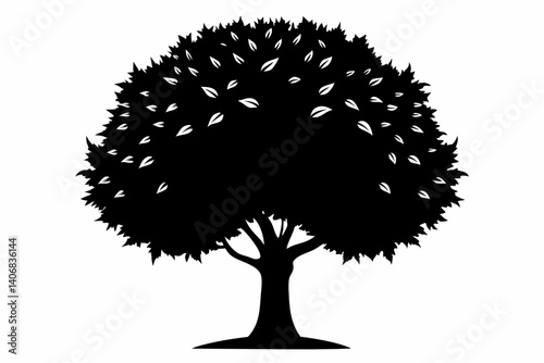 chestnut tree silhouette line art vector illustration