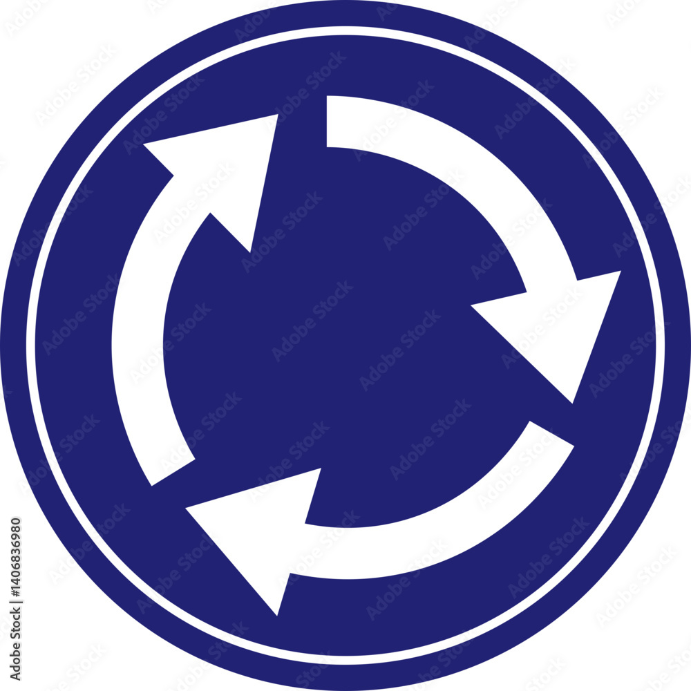 Traffic Signs and Rules 1 Blue Roundabout Directional Traffic Sign