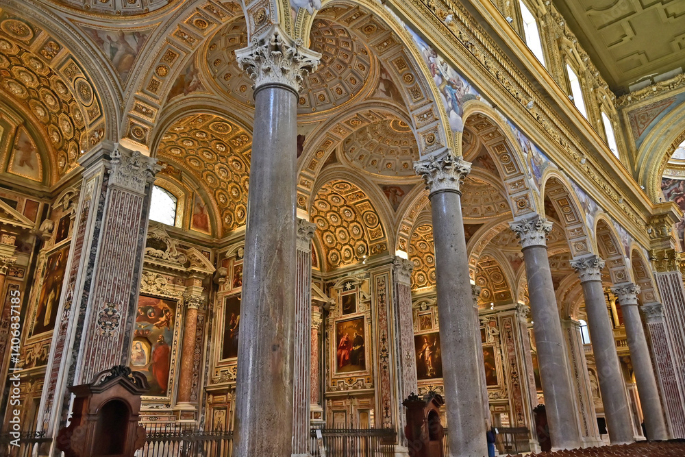 Fototapeta premium Napoli, interno della chiesa dei Girolamini in via dei Tribunali - Campania