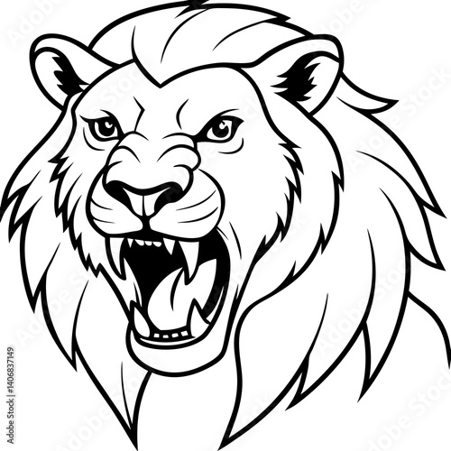 Minimal Hungry Asian Lion Vector Illustration on White Background