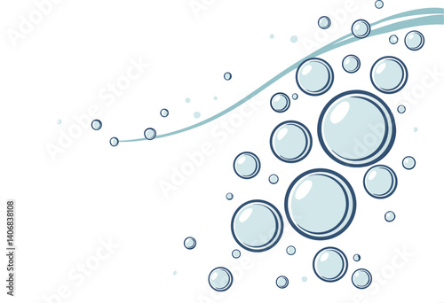 water and bubbles vector illustration, Blue Water Bubbles Vector art on a white background, Water Bubbles Splash 