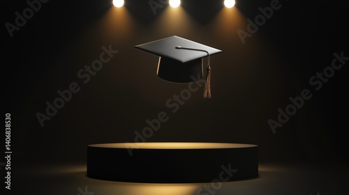 Cap illuminated from above in cinematic stage setting