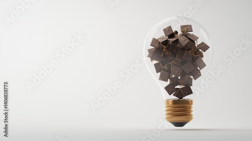 Transparent bulb with brown caps inside on clean background