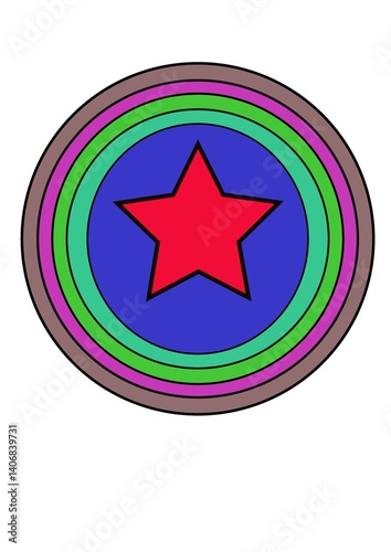 Simple Star icon in Circle Drawing Art photo