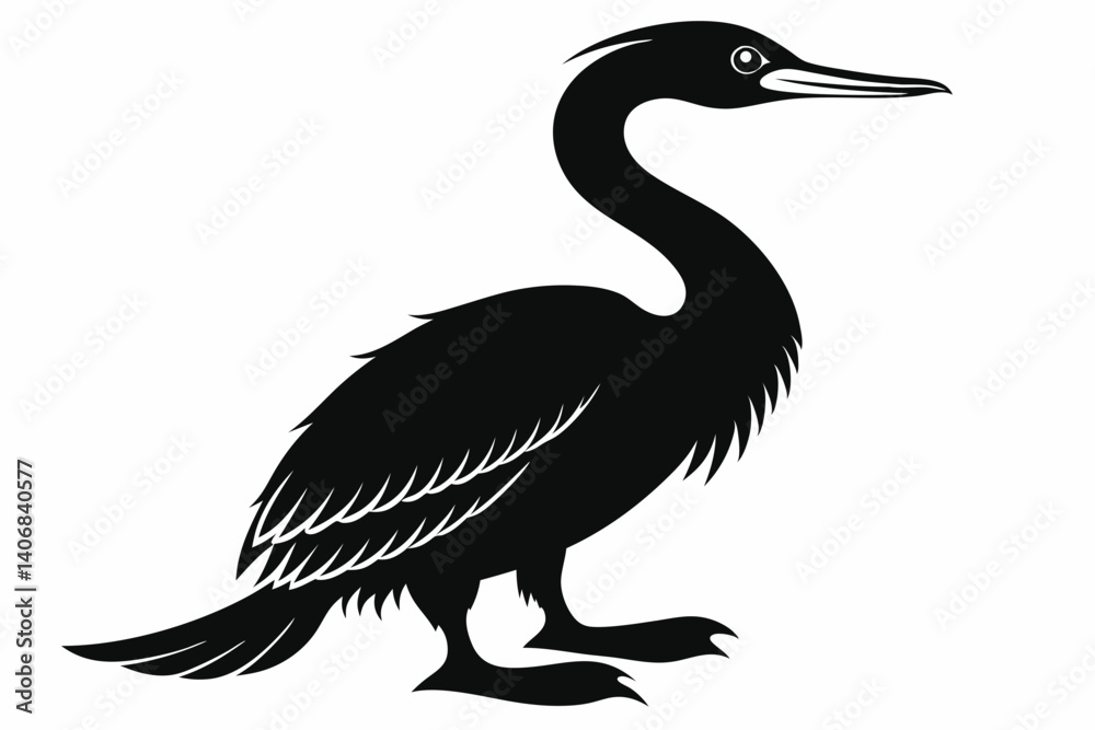 Fototapeta premium cormorant silhouette line art vector illustration