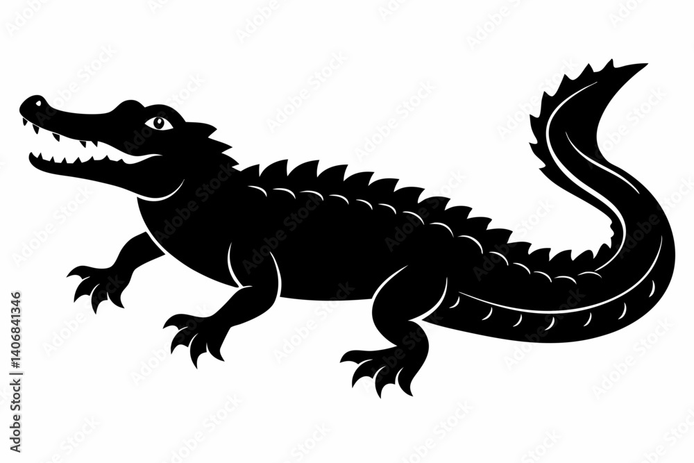 Fototapeta premium crocodile silhouette line art vector illustration