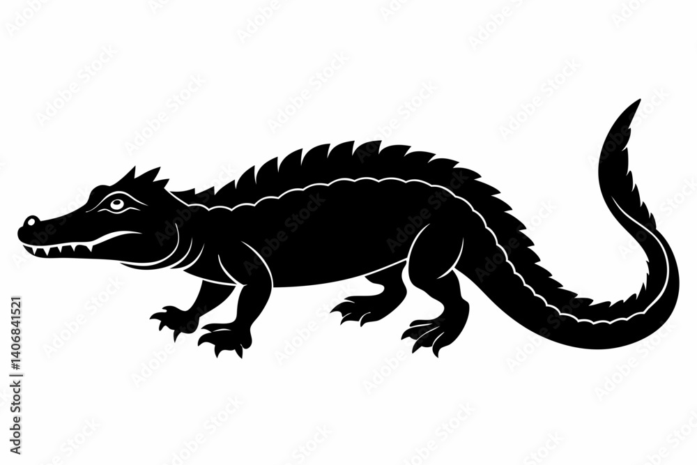 Fototapeta premium crocodile silhouette line art vector illustration