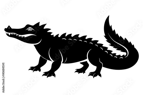 crocodile silhouette line art vector illustration