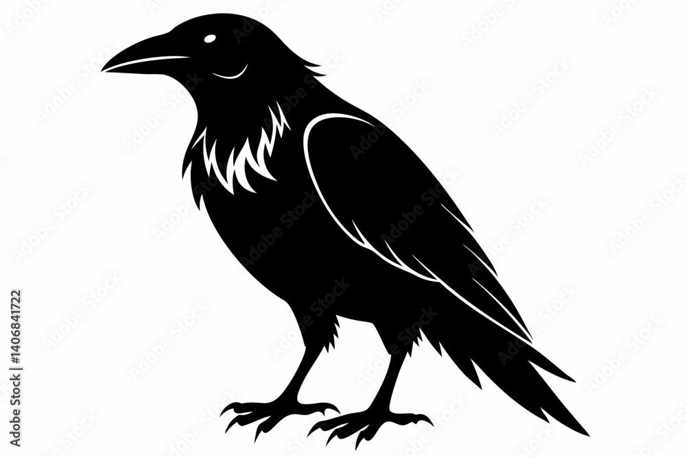 Fototapeta premium crow silhouette line art vector illustration