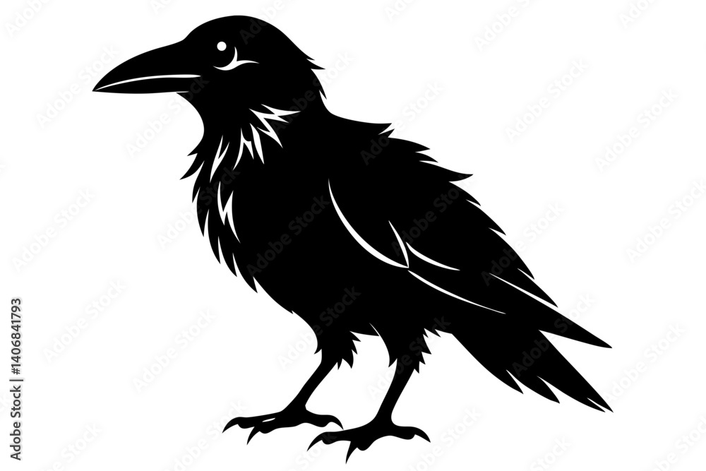 Fototapeta premium crow silhouette line art vector illustration