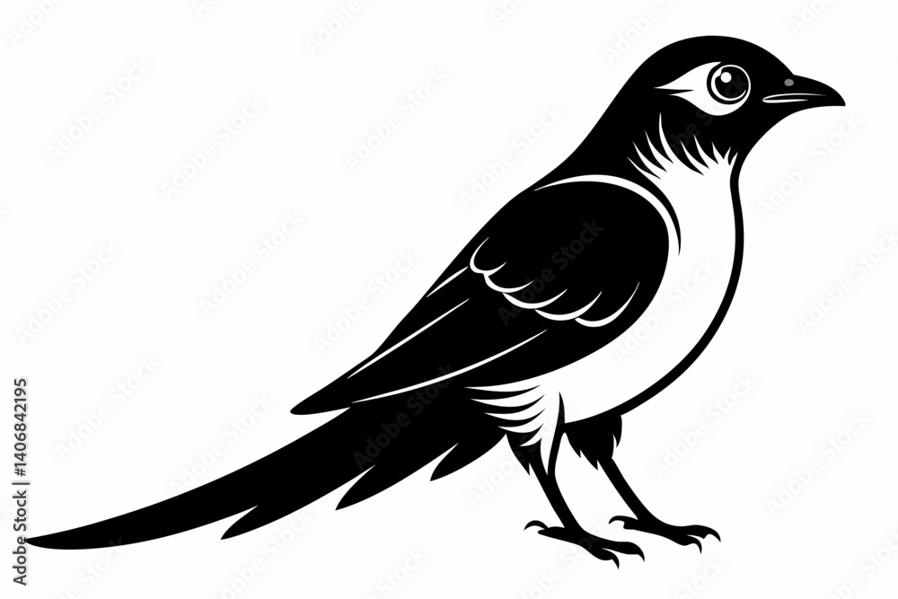 Fototapeta premium cuckoo silhouette line art vector illustration