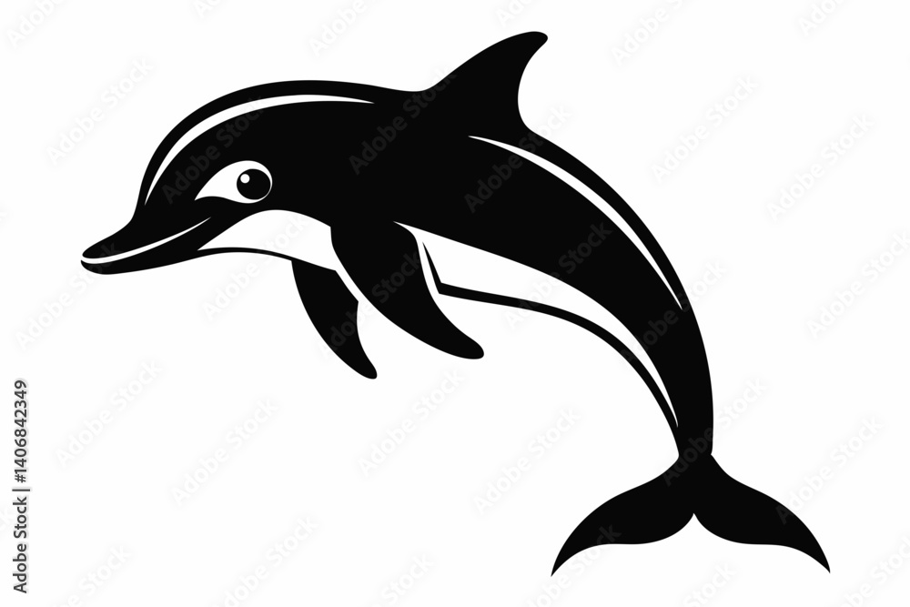 Fototapeta premium dolphin silhouette line art vector illustration