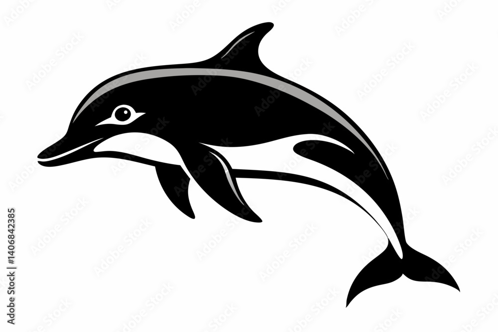 Fototapeta premium dolphin silhouette line art vector illustration