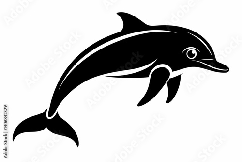 dolphin silhouette line art vector illustration