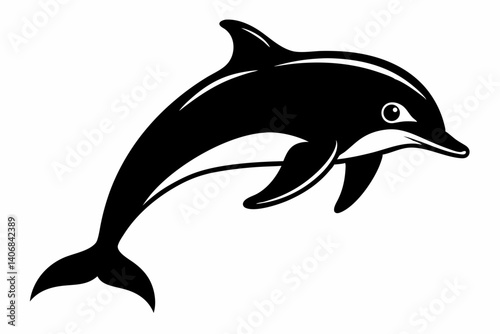 dolphin silhouette line art vector illustration