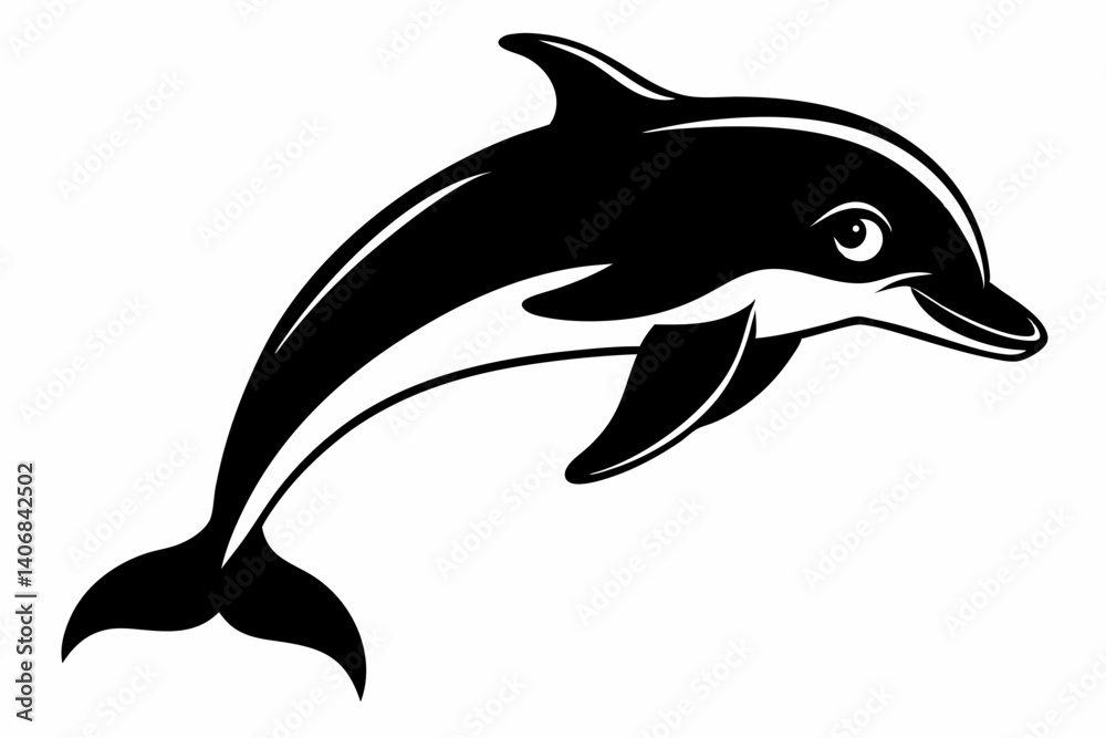 Naklejka premium dolphin silhouette line art vector illustration