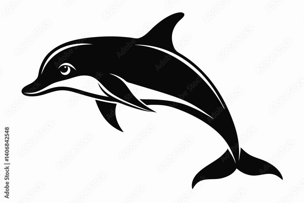 Fototapeta premium dolphin silhouette line art vector illustration
