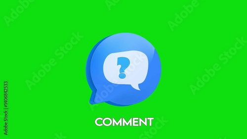 Animated Comment Icon of Social Media Notification Animation Message, Chat, Feedback, Bubble Icon Motion Graphic on green screen background