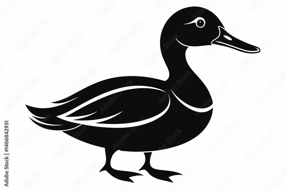 duck silhouette line art vector illustration