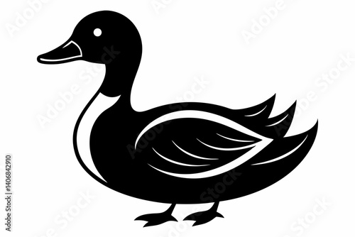 duck silhouette line art vector illustration