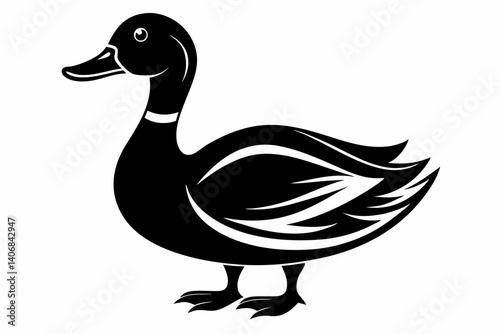 duck silhouette line art vector illustration