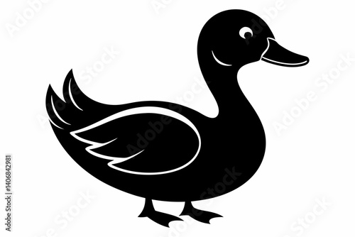 duck silhouette line art vector illustration