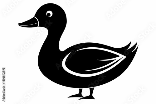 duck silhouette line art vector illustration