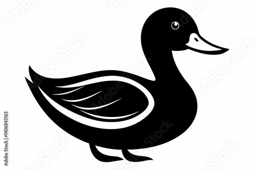 duck silhouette line art vector illustration