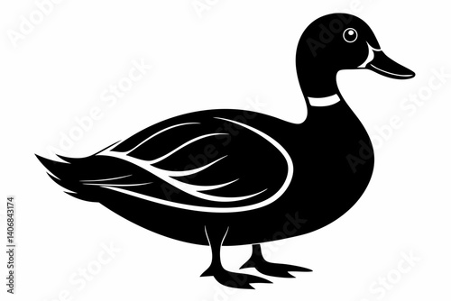 duck silhouette line art vector illustration