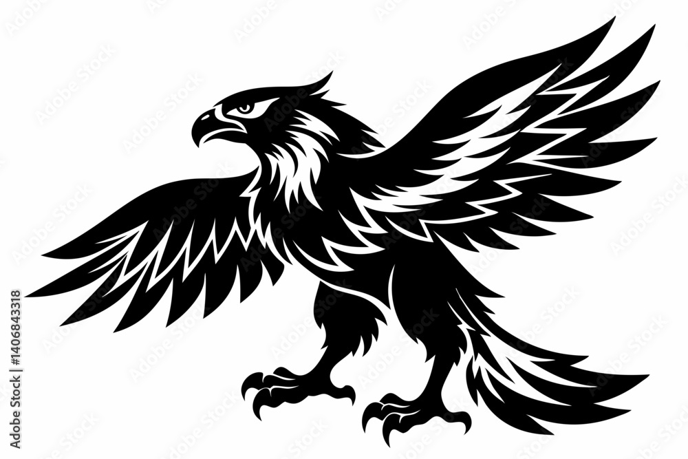 Fototapeta premium eagle silhouette line art vector illustration