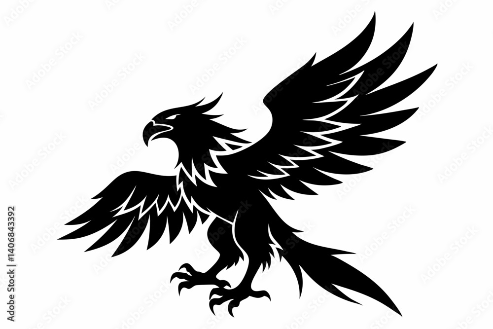 Fototapeta premium eagle silhouette line art vector illustration