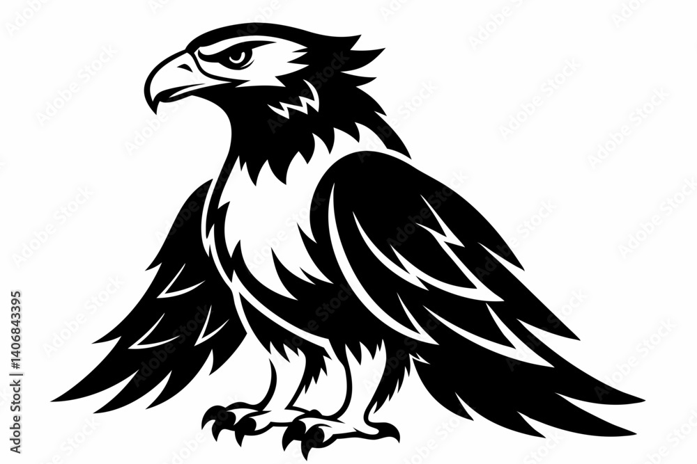 Fototapeta premium eagle silhouette line art vector illustration