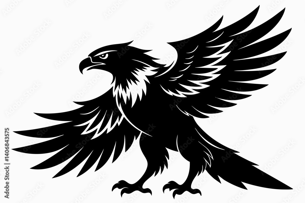 Obraz premium eagle silhouette line art vector illustration