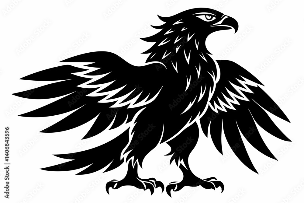 Fototapeta premium eagle silhouette line art vector illustration