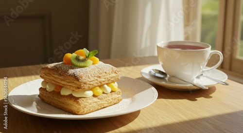 Fruit Pastry and Tea by Sunny Window