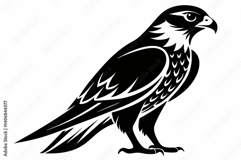 Fototapeta premium falcon silhouette line art vector illustration