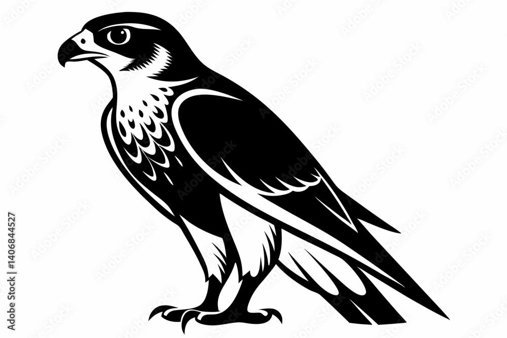 Fototapeta premium falcon silhouette line art vector illustration