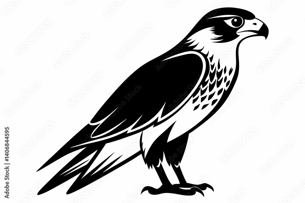 Fototapeta premium falcon silhouette line art vector illustration
