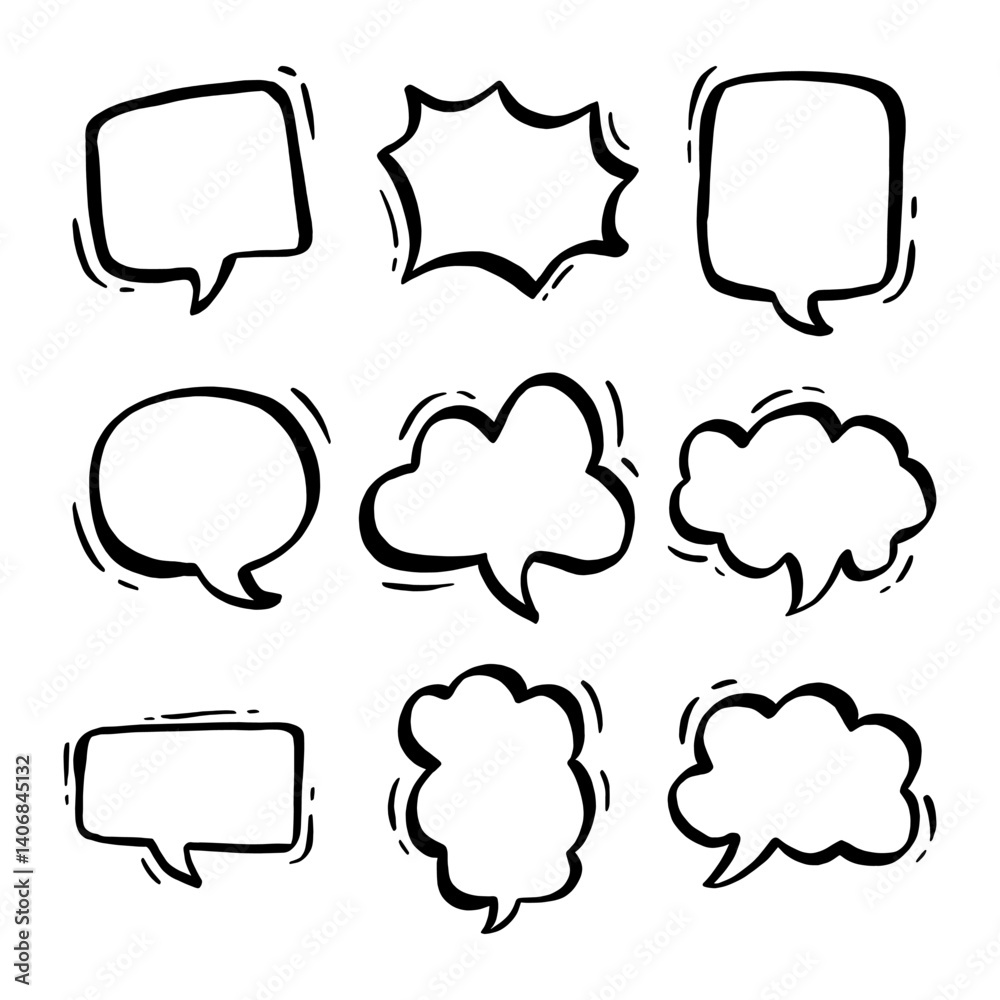 Vector Illustration Hand Drawn Speech Bubble Outline. Vector Illustration Hand Drawn Speech Bubble Outline.