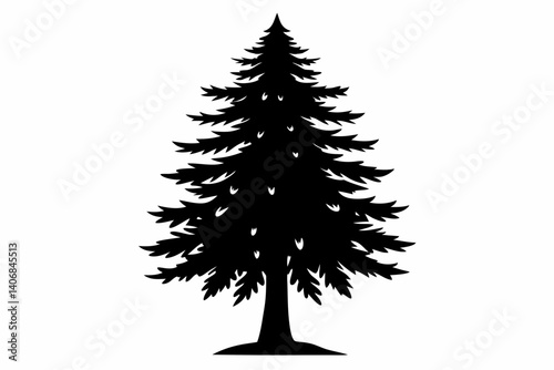fir tree silhouette line art vector illustration