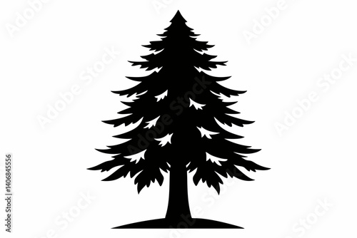 fir tree silhouette line art vector illustration