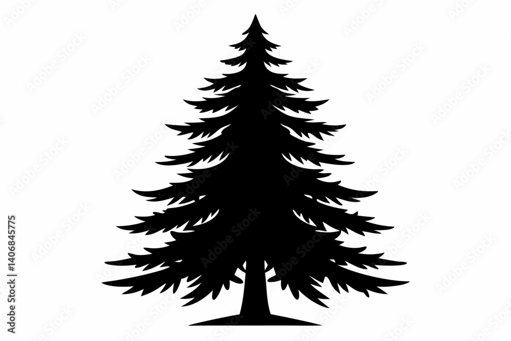 Obraz premium fir tree silhouette line art vector illustration