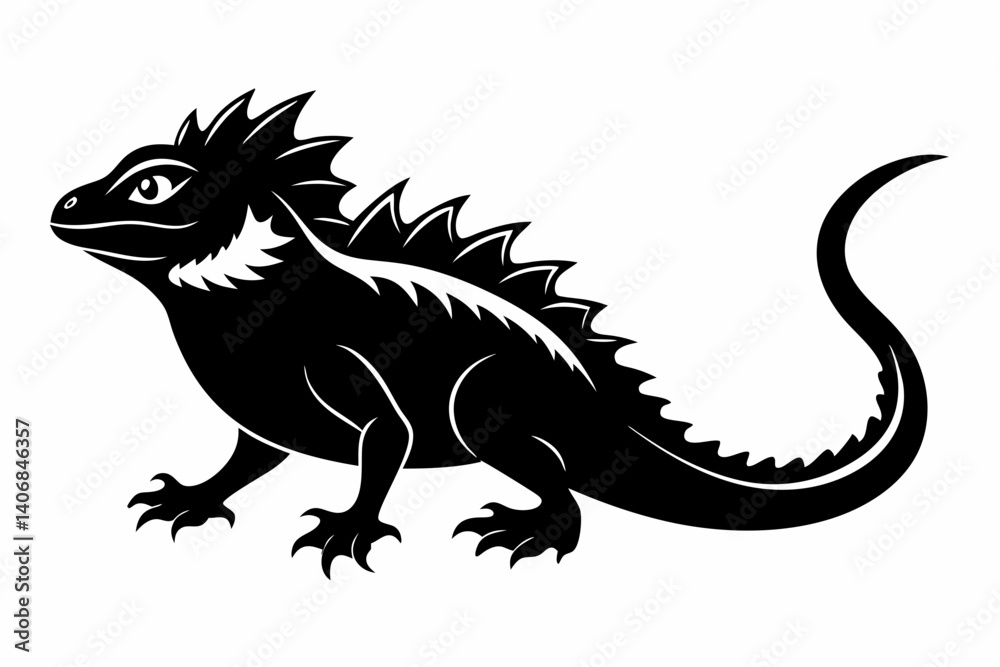 Obraz premium frilled lizard silhouette line art vector illustration