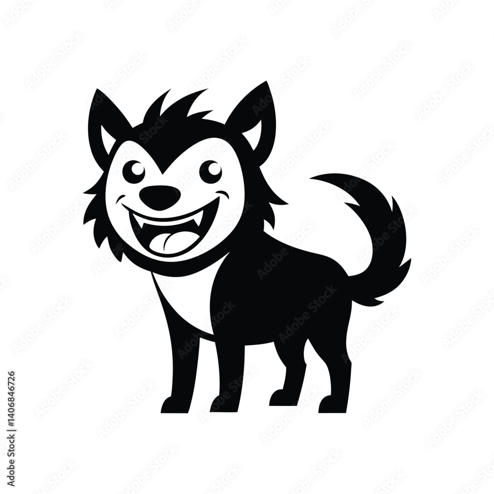 Fototapeta premium a black and white hyena with a silly grin.eps
