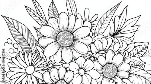 Flower Bouquet Coloring Page Art