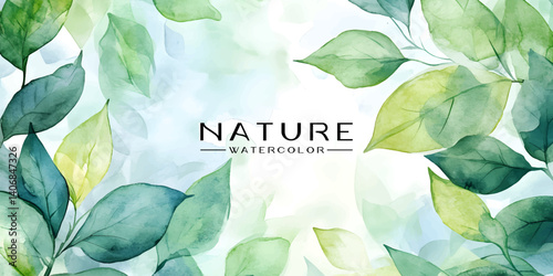 Watercolor illustration of delicate leaves and branches. watercolor painting of lush green leaves, branches, and pastel colors