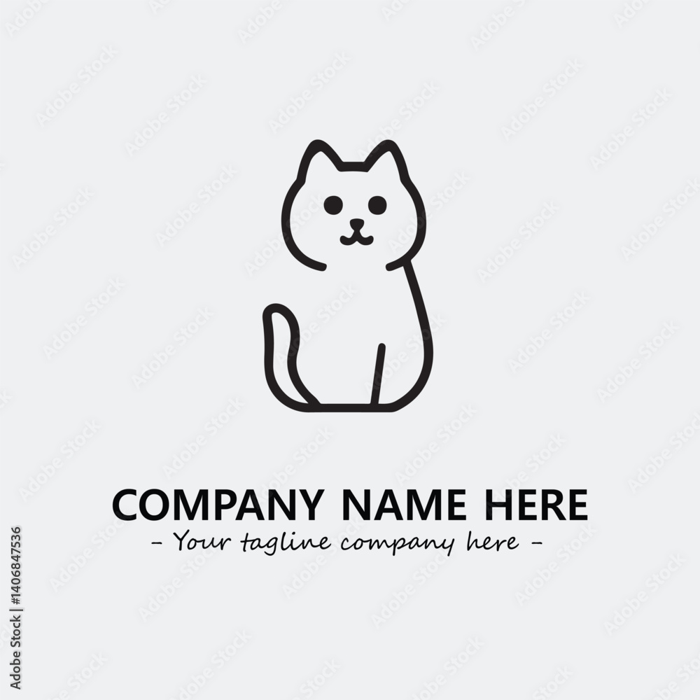 Cat illustration black and white for logo company vector image Cat illustration black and white for logo company vector image
