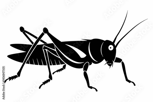 grasshopper silhouette line art vector illustration