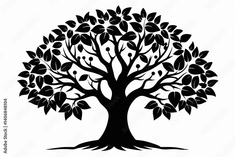 Fototapeta premium hazel tree silhouette line art vector illustration