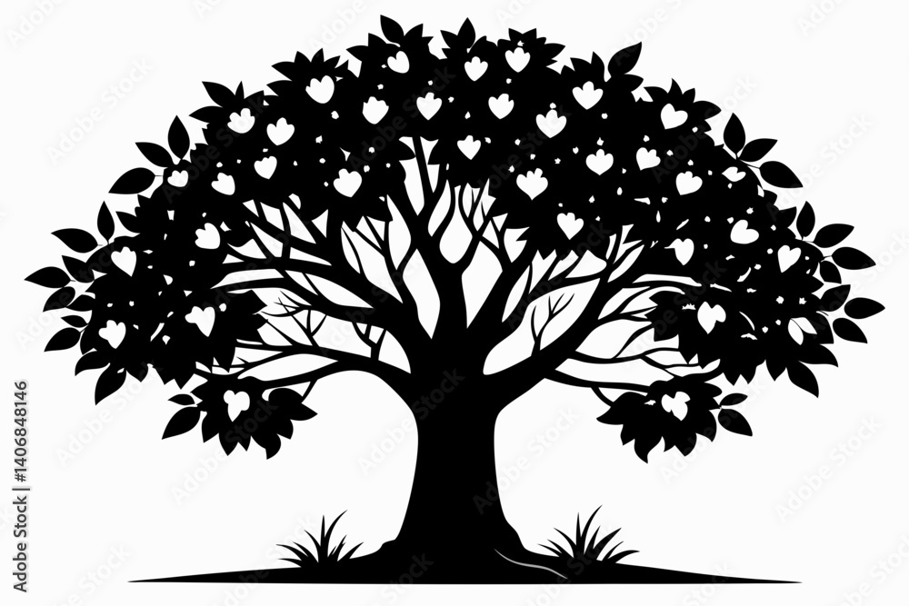 Obraz premium hazel tree silhouette line art vector illustration